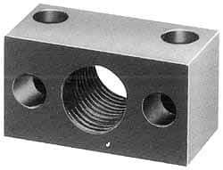 Jergens - 1-9/16 - 16 Thread, 25/64" Mounting Hole, Low Carbon Steel Clamp Mounting Block - 2" Thick x 3-1/4" Long x 1-1/2" Wide - Eagle Tool & Supply