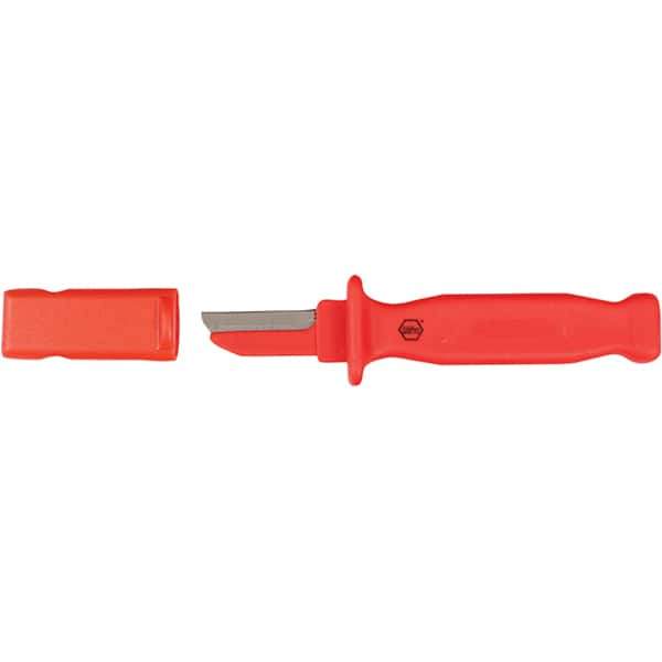 Wiha - Fixed Safety Utility Knife - 2" Blade, Red Plastic Handle, 1 Blade Included - Eagle Tool & Supply