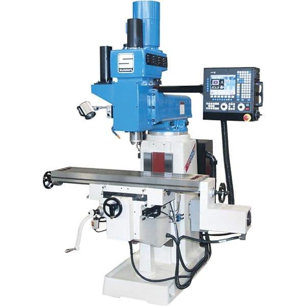 Summit - 20" Table Width x 52" Table Length, Electronic Variable Speed Control, 3 Phase Knee Milling Machine - CAT40 Spindle Taper, 5 hp - Eagle Tool & Supply