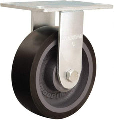 Hamilton - 6" Diam x 2" Wide x 7-1/2" OAH Top Plate Mount Rigid Caster - Polyurethane Mold onto Cast Iron Center, 1,500 Lb Capacity, Sealed Precision Ball Bearing, 4-1/2 x 6-1/4" Plate - Eagle Tool & Supply