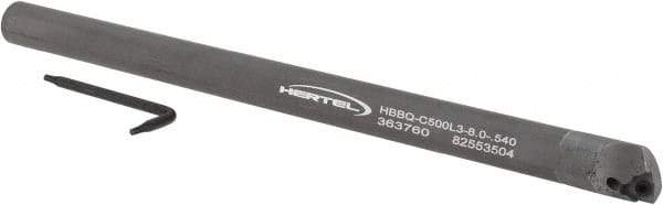 Hertel - 0.54" Min Bore Diam, 8" OAL, 1/2" Shank Diam, HBBQ Indexable Boring Bar - 5" Max Bore Depth, WPGT Insert, Screw Holding Method - Eagle Tool & Supply