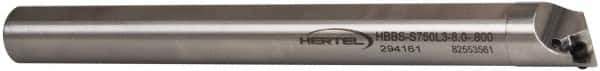 Hertel - 0.8" Min Bore Diam, 8" OAL, 3/4" Shank Diam, HBBS Indexable Boring Bar - 3" Max Bore Depth, WPMT Insert, Screw Holding Method - Eagle Tool & Supply