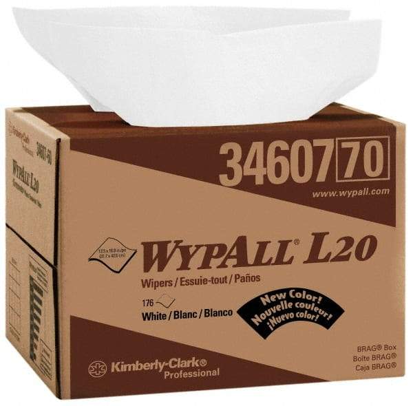 WypAll - L20 Dry General Purpose Wipes - Brag Box/Double Top Box, 16-3/4" x 12-1/2" Sheet Size, White - Eagle Tool & Supply