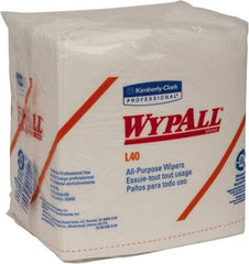 WypAll - L40 1/4 Fold General Purpose Wipes - Poly Pack, 13" x 12-1/2" Sheet Size, White - Eagle Tool & Supply