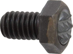 Fairlane - Serrated Tooth, 5/16-18, 1/2" Shank Length, 1/2" Thread Length, Black Oxide Finish, Hex Head, Adjustable Positioning Gripper - 3/8" Pad Diam, 1/2" Hex, 1/4" Head Height, Fine Tooth Grade - Eagle Tool & Supply