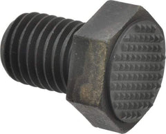 Fairlane - Serrated Tooth, 3/4-10, 1" Shank Length, 1" Thread Length, Black Oxide Finish, Hex Head, Adjustable Positioning Gripper - 1" Pad Diam, 1-1/8" Hex, 1/2" Head Height, Extra Fine Tooth Grade - Eagle Tool & Supply