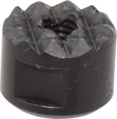 Fairlane - 10-32 Thread, 1/2" Diam, 3/8" High, Threaded, Fine Tooth Grade Diamond Serration Tooth Pattern, High Speed Steel, Round Positioning Gripper - 3/16" Flat Width, Black Oxide Coated - Eagle Tool & Supply