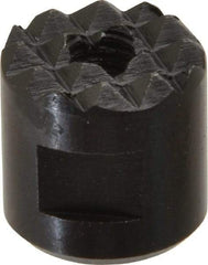Fairlane - 10-32 Thread, 1/2" Diam, 1/2" High, Threaded, Fine Tooth Grade Diamond Serration Tooth Pattern, High Speed Steel, Round Positioning Gripper - 3/16" Flat Width, Black Oxide Coated - Eagle Tool & Supply