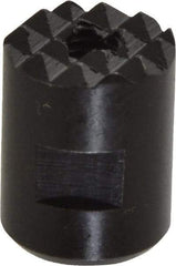 Fairlane - 10-32 Thread, 1/2" Diam, 0.651" High, Threaded, Fine Tooth Grade Diamond Serration Tooth Pattern, High Speed Steel, Round Positioning Gripper - 3/16" Flat Width, Black Oxide Coated - Eagle Tool & Supply