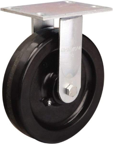Hamilton - 8" Diam x 2" Wide x 9-1/2" OAH Top Plate Mount Rigid Caster - Phenolic, 900 Lb Capacity, Straight Roller Bearing, 4-1/2 x 6-1/4" Plate - Eagle Tool & Supply