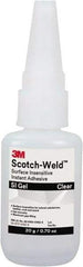 3M - 0.71 oz Tube Clear Instant Adhesive - Series Part Number SI Gel, 30 to 60 sec Working Time, 24 hr Full Cure Time - Eagle Tool & Supply