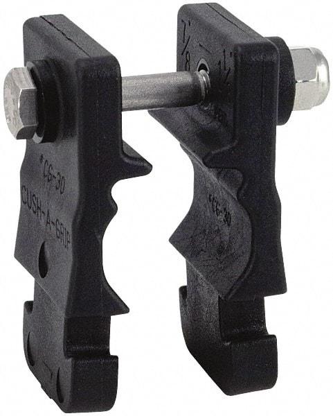 ZSI - 3/8" Pipe, Cushion Clamp - Black, 200 Lb Capacity, Glass Filled Nylon 6 - Eagle Tool & Supply