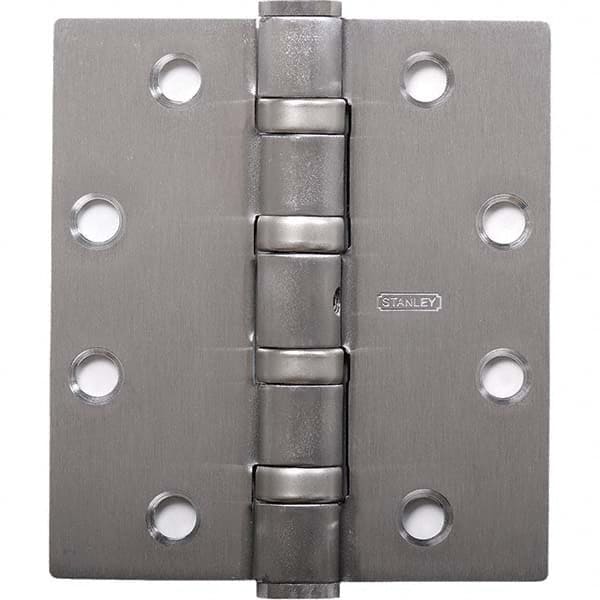 Stanley - 5" Long x 5" Wide Grade 1 304 Stainless Steel Full Mortise Ball Bearing Commercial Hinge - Eagle Tool & Supply