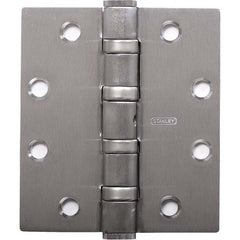 Stanley - 5" Long x 5" Wide Grade 1 304 Stainless Steel Full Mortise Ball Bearing Commercial Hinge - Eagle Tool & Supply