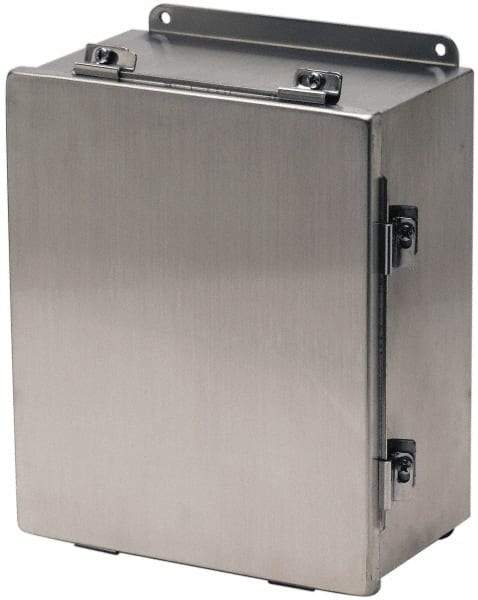 Cooper B-Line - Stainless Steel Standard Enclosure Hinge Flat Cover - NEMA 4, 12, 13, 3RX, 4X, 10" Wide x 12" High x 6" Deep, Corrosion Resistant, Dust-tight, Rainproof & Watertight - Eagle Tool & Supply