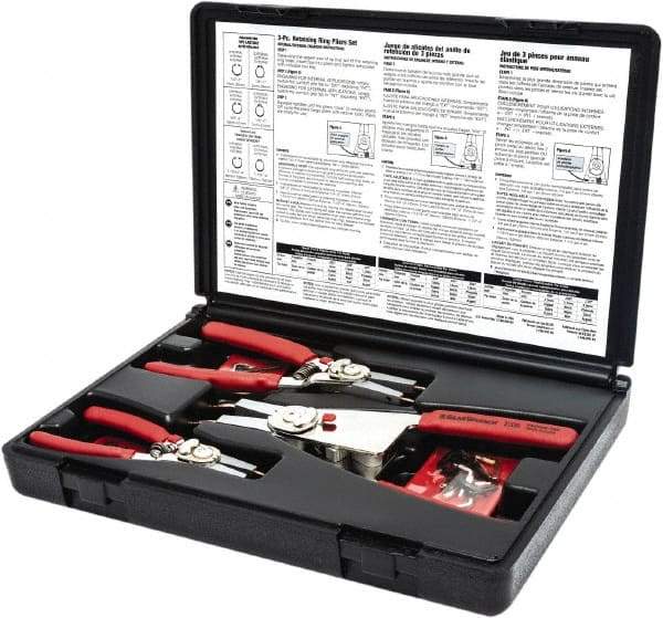 GearWrench - 6 Piece, 1/8 to 4" Bore, 1/8 to 4" Shaft, Convertible Retaining Ring Pliers Set - Comes in Blow Molded Case - Eagle Tool & Supply