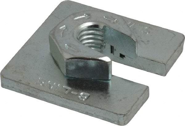 Cooper B-Line - 3/8" Rod, Zinc Plated Carbon Steel Slip On Square Washer, Lock Strut Nut - 730 Lb Capacity, 3/8-16" Bolt, 1 Hole, Used with Cooper B Line Channel & Strut (All Sizes Except B62 & B72) - Eagle Tool & Supply