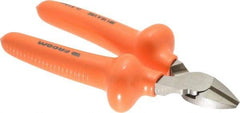Facom - 6-5/16" OAL, 3.5mm Capacity, 3/4" Jaw Length x 13/32" Jaw Width, Insulated Diagonal Cutter Pliers - Standard Head, Cushion Grip Handles - Eagle Tool & Supply