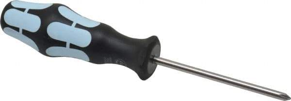 Wera - #1, 7-1/4" OAL, Standard Phillips Screwdriver - 3-1/8" Blade Length, Round Shank, Ergonomic Handle - Eagle Tool & Supply