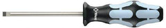Wera - 5.5mm Blade Width, 223mm OAL Stainless Steel Slotted Screwdriver - 125mm Blade Length, Round Shank, Ergonomic Handle - Eagle Tool & Supply