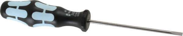 Wera - 3mm Blade Width, 161mm OAL Stainless Steel Slotted Screwdriver - 80mm Blade Length, Round Shank, Ergonomic Handle - Eagle Tool & Supply