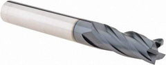 Iscar - 3/8", 7/8" LOC, 3/8" Shank Diam, 2-1/2" OAL, 4 Flute, Solid Carbide Square End Mill - Single End, TiAlN Finish, Spiral Flute, 30° Helix, Right Hand Cut, Right Hand Flute - Eagle Tool & Supply