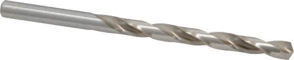 Cleveland - Letter F 135° High Speed Steel Jobber Drill - Bright Finish, Right Hand Cut, Spiral Flute, Straight Shank, 4-1/8" OAL, Split Point - Eagle Tool & Supply