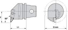Kennametal - Left Hand Cut, Size KM32, V.. Insert Compatiblity, Internal Modular Turning & Profiling Cutting Unit Head - 27mm Ctr to Cutting Edge, 35mm Head Length, Through Coolant, Series Top Notch - Eagle Tool & Supply