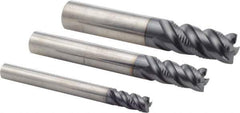 Iscar - 1/4 to 1/2", 4 Flute Roughing Square End Mill Set - TiAlN Coating, Solid Carbide, Single End, 1/4, 3/8, 1/2" Shank Diam - Eagle Tool & Supply