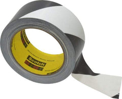 3M - Black & White Striped Vinyl Tape - 2" Wide x 108' Long x 5.4 mil Thick, General Traffic - Eagle Tool & Supply