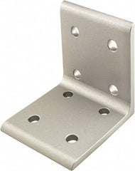 80/20 Inc. - 80mm Wide, Open Shelving 8 Hole Inside Corner Bracket - Aluminum, Clear Anodized Finish, 76mm Long, Use with 40 Series & Bolt Kit 75-3422 - Eagle Tool & Supply