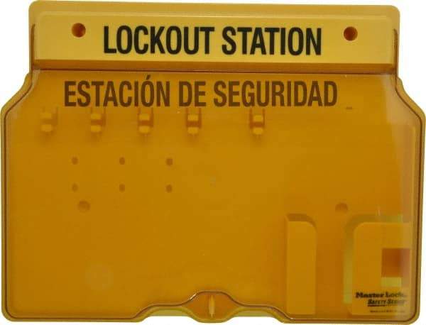 Master Lock - 1 Piece, Empty Polycarbonate Padlock Station - 16 Inch Wide x 12-1/4 Inch High x 1-3/4 Inch Deep, Yellow, Covered - Eagle Tool & Supply
