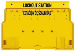 Master Lock - 1 Piece, Empty Polycarbonate Padlock Station - 22 Inch Wide x 15-1/2 Inch High x 1-3/4 Inch Deep, Yellow, Covered - Eagle Tool & Supply