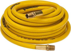 PRO-SOURCE - 1/4" ID x 15/32" OD 25' Long Multipurpose Air Hose - MNPT x MNPT Ends, 300 Working psi, 23 to 150°F, 1/4" Fitting, Yellow - Eagle Tool & Supply