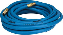 PRO-SOURCE - 3/8" ID x 19/32" OD 25' Long Multipurpose Air Hose - MNPT x MNPT Ends, 300 Working psi, 23 to 150°F, 1/4" Fitting, Blue - Eagle Tool & Supply