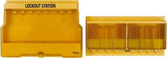 Master Lock - 1 Piece, Empty Polycarbonate Electrical and Valve Lockout Station - 23-1/2 Inch Wide x 27 Inch High x 4-1/8 Inch Deep, Yellow - Eagle Tool & Supply