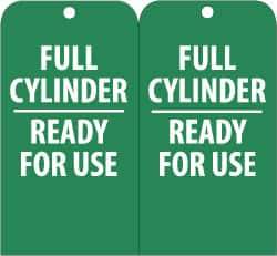 NMC - 3" High x 6" Long, FULL CYLINDER-READY FOR USE, English Safety & Facility Accident Prevention Tag - Tag Header: Notice, 2 Sides, Green & White Unrippable Vinyl - Eagle Tool & Supply