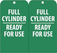 NMC - 3" High x 6" Long, FULL CYLINDER-READY FOR USE, English Safety & Facility Accident Prevention Tag - Tag Header: Notice, 2 Sides, Green & White Unrippable Vinyl - Eagle Tool & Supply