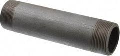 Made in USA - Schedule 80, 1-1/2" Diam x 7" Long Black Pipe Nipple - Threaded - Eagle Tool & Supply