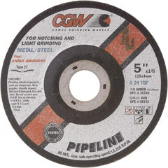 Camel Grinding Wheels - 24 Grit, 6" Wheel Diam, 1/8" Wheel Thickness, Type 27 Depressed Center Wheel - Coarse Grade, Aluminum Oxide, Resinoid Bond, 10,200 Max RPM - Eagle Tool & Supply
