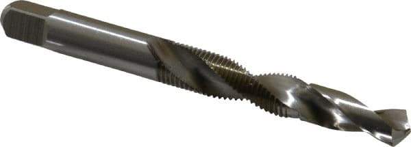 Made in USA - 3/8-24 UNF, H3, 3-1/2" OAL, 0.3395" Drill Diam x 13/16" Drill Length, Combination Drill & Tap - 2 Flutes, 1-1/4" Thread Length, High Speed Steel, Bright Finish, 2B - Exact Industrial Supply