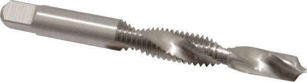 Made in USA - 3/8-16 UNC, H3, 3-1/2" OAL, 0.3225" Drill Diam x 13/16" Drill Length, Combination Drill & Tap - 2 Flutes, 1-1/4" Thread Length, High Speed Steel, Bright Finish, 2B - Eagle Tool & Supply
