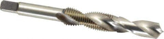 Made in USA - 7/16-20 UNF, H3, 3-7/8" OAL, 0.3955" Drill Diam x 1" Drill Length, Combination Drill & Tap - 2 Flutes, 1-7/16" Thread Length, High Speed Steel, Bright Finish, 2B - Exact Industrial Supply