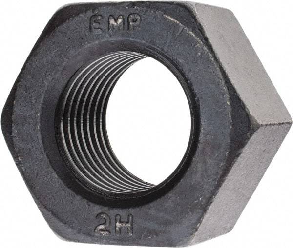 Value Collection - 2-8 UN Steel Right Hand Heavy Hex Nut - 3-1/8" Across Flats, 1-31/32" High, Uncoated, 2B Class of Fit - Eagle Tool & Supply