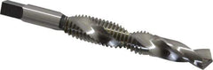 Made in USA - 1/2-13 UNC, H3, 4-1/4" OAL, 0.435" Drill Diam x 1-1/8" Drill Length, Combination Drill & Tap - 2 Flutes, 1-21/32" Thread Length, High Speed Steel, Bright Finish, 2B - Exact Industrial Supply