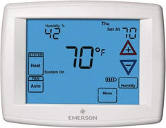 White-Rodgers - 45 to 99°F, 4 Heat, 2 Cool, Universal Touch Screen Programmable Thermostat - 0 to 30 Volts, Horizontal Mount, Electronic Contacts Switch - Eagle Tool & Supply