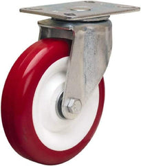 Hamilton - 5" Diam x 1-3/8" Wide x 6-1/16" OAH Top Plate Mount Swivel Caster - Polyurethane Mold on Polypropylene, 400 Lb Capacity, Sealed Precision Ball Bearing, 3-1/8 x 4-1/8" Plate - Eagle Tool & Supply