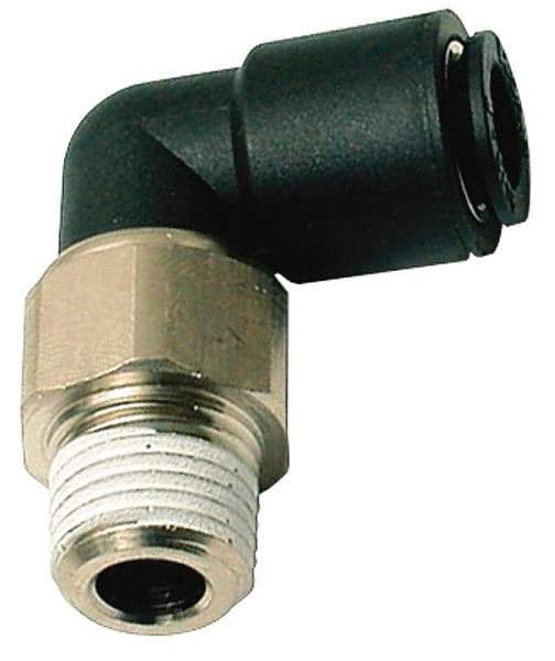 Legris - 10mm Outside Diam, 3/8 BSPT, Nylon Push-to-Connect Tube Male Swivel Elbow - 290 Max psi, Tube to Male BSPT Connection, Buna Nitrile O-Ring - Eagle Tool & Supply