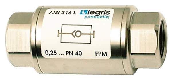 Legris - 1/4" Stainless Steel Check Valve - Unidirectional, Female BSPP x Female BSPP, 580 WOG - Eagle Tool & Supply