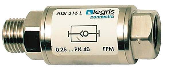 Legris - 1/4" Stainless Steel Check Valve - Unidirectional, Male BSPP x Female BSPP, 580 WOG - Eagle Tool & Supply